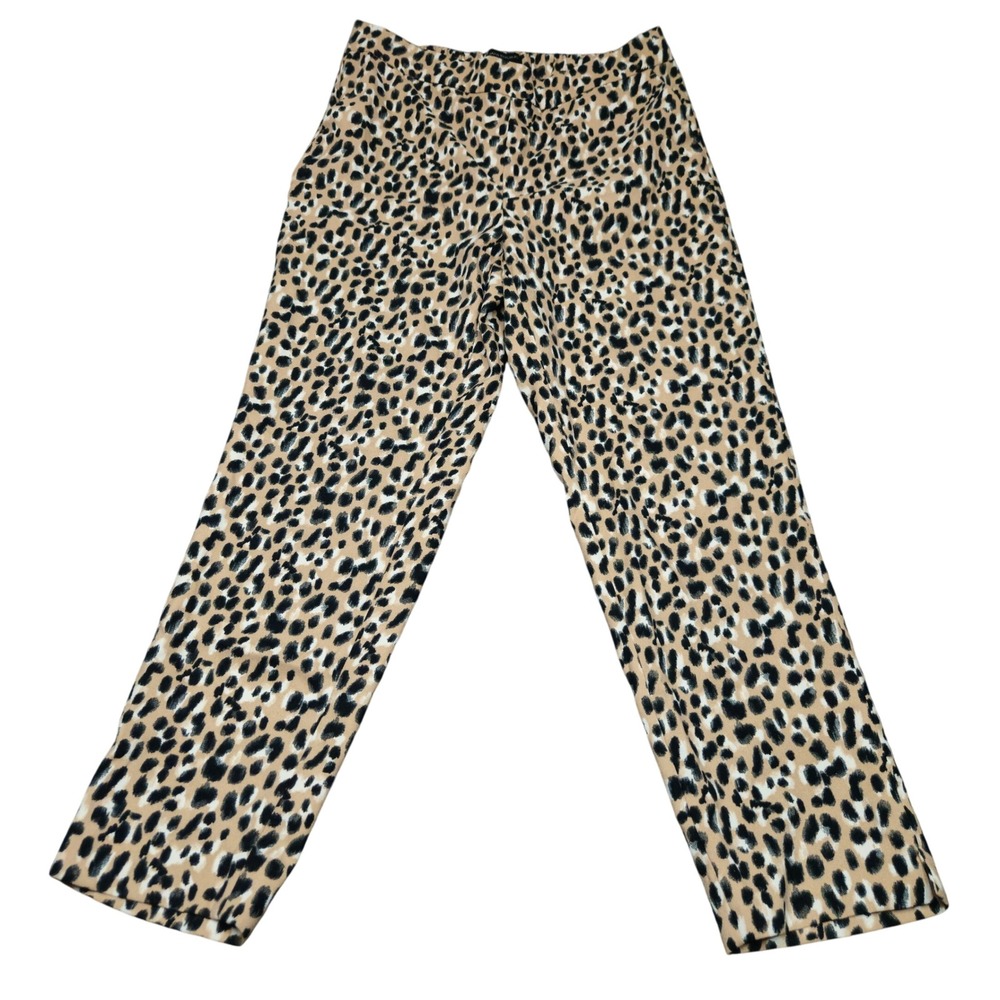 Banana Republic Hayden Sz Size 8 Cheetah Print Straight Dress Trousers Polyester